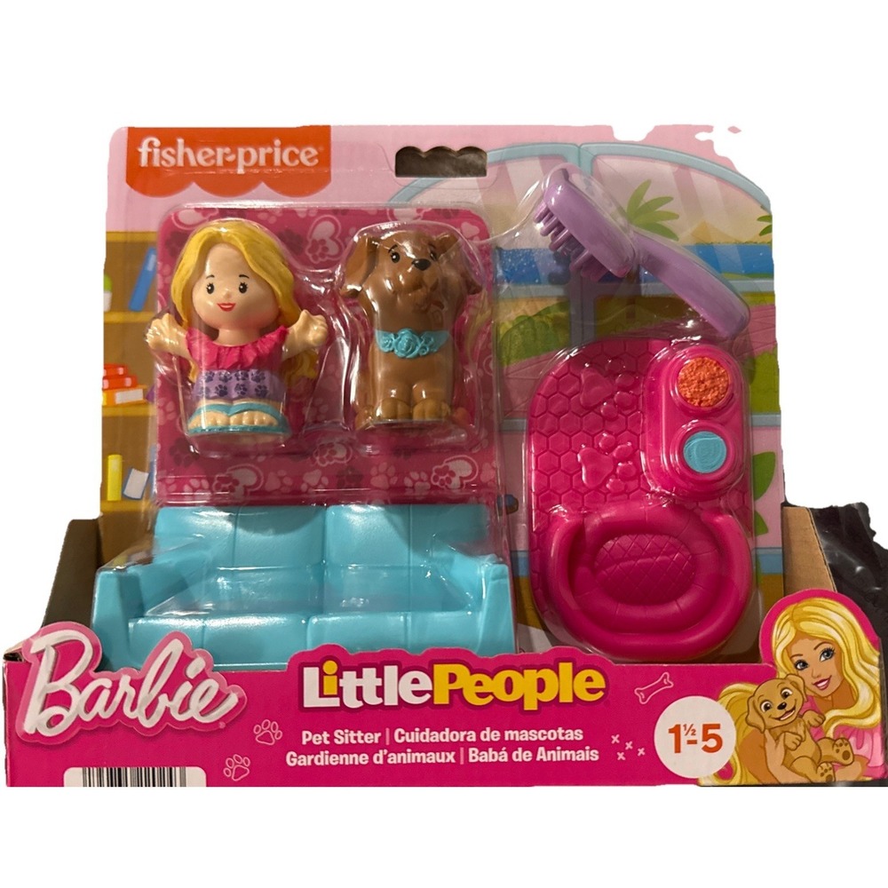 Fisher Price Little People Barbie Dog Pet Sitter Playset Toy Figures, NIB
